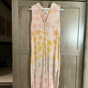 Mara Hoffman pink multi crepe sleeveless dress